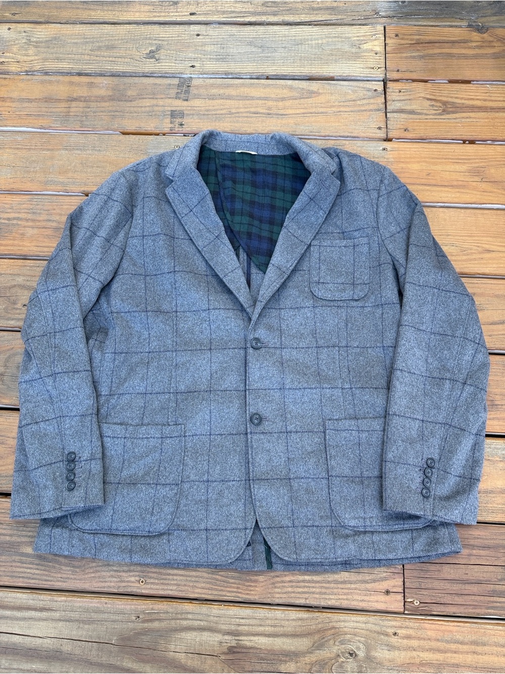 Goodthreads Gray Plaid Wool-Blend Jacket XXL